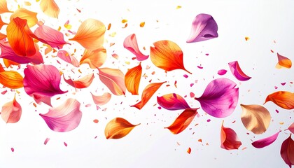 Vibrant Rose Petals Falling Slowly Downward.