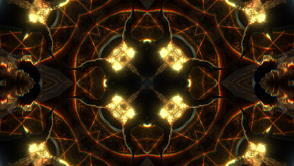 An abstract background featuring strange golden horns with esoteric elements and glowing lines.