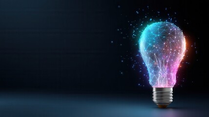 Light bulb with glowing digital network forming creative ideas concept brilliant innovation