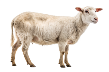 Realistic farm animal, full body, standing pose, neutral position, soft studio lighting, eye level view, natural proportions, clean realistic fur or skin texture, centered composition, isolated on tra