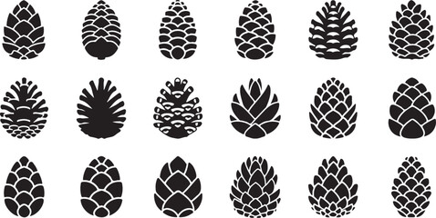 Pine cone icon. Set of black pine cone icon white background. Vector illustration eps
