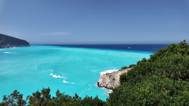 Amazing Panorama of Lefkada Coastline near Porto Katsiki beach, Ionian Islands, Greece
