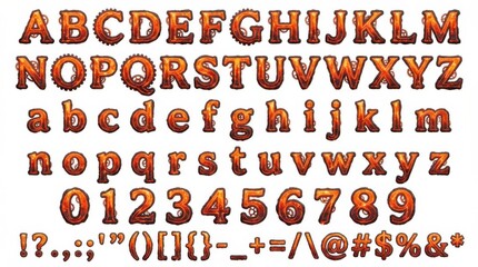 font alphabet in crystal shard style from a to z numbers punctuation isolated on white background