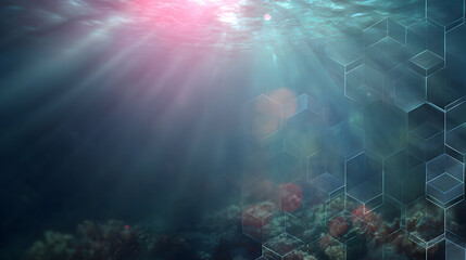 Abstract hexagonal pattern with sunlight