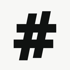Fototapeta premium Black hashtag symbol on neutral background. Represents social media topics, communication, or digital marketing themes. Useful for designs related to online engagement or branding.