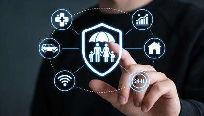 Insurance technology solutions family protection strategies digital environment interactive display modern approach