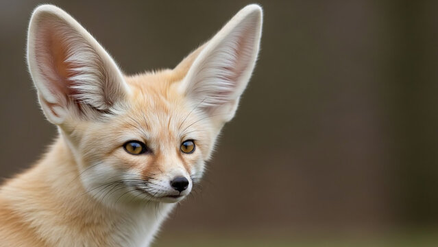 A stunning close-up portrait of a fennec fox with its distinctive large ears