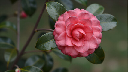 Pink Camellia Flower Close-Up