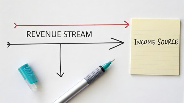 Revenue Stream Diagram with Income Note and Pen