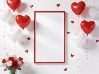 valentine card with heart and balloons