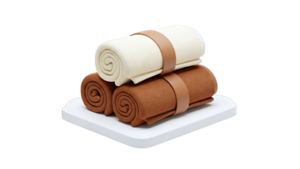 Rolled Towels Stacked on White Platform