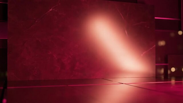 Abstract red interior scene with light and bokeh effects