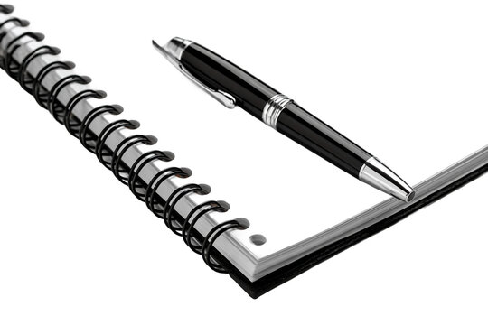Spiral Notebook with Pen Isolated on Transparent Background