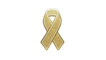 Golden awareness ribbon with a honeycomb pattern and white border