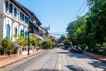 street view of luang prabang city, laos