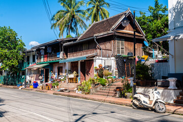 street view of luang prabang city, laos