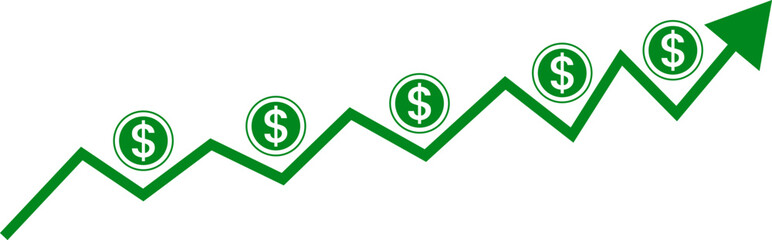 Financial growth zigzag arrow with dollar icons profit increase business chart vector illustration