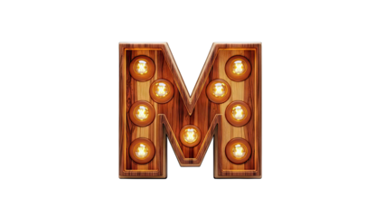 Marquee Letter M with Warm Lights