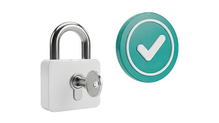 Padlock with key and checkmark icon