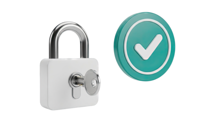 Padlock with key and checkmark icon