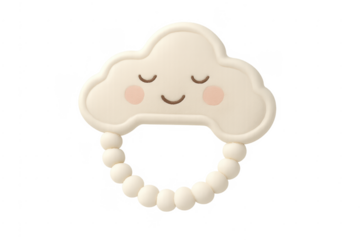 White cloud baby teether with smiling face