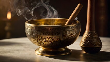 Oriental Lantern with Candle Light Dark Background