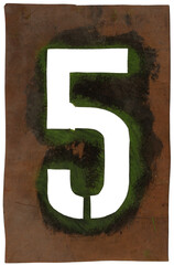 Alte Papierschablone Malerschablone Zahl Hausnummer 5 F&uuml;nf