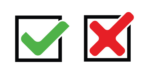 green tick and red cross	