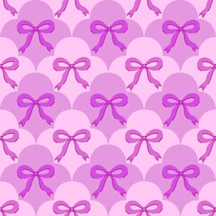 Pink seamless pattern with pink bows. Vector graphics.
