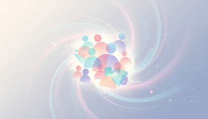 Obraz premium Abstract Representation of Diverse People Connected in a Swirling Vortex of Light and Energy