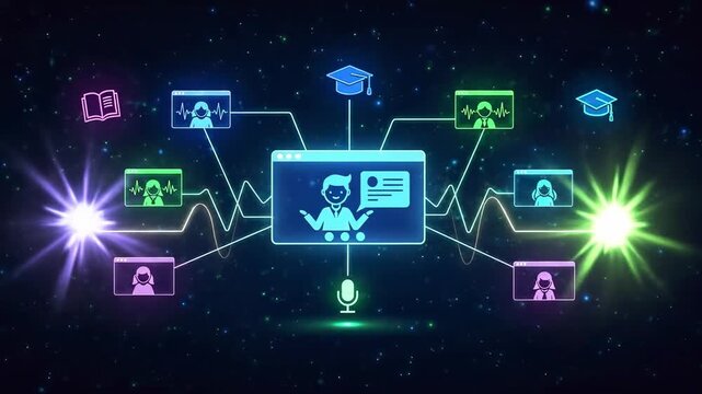 Online education concept digital learning and virtual classroom connection