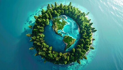 Aerial forest&ndash;ocean globe