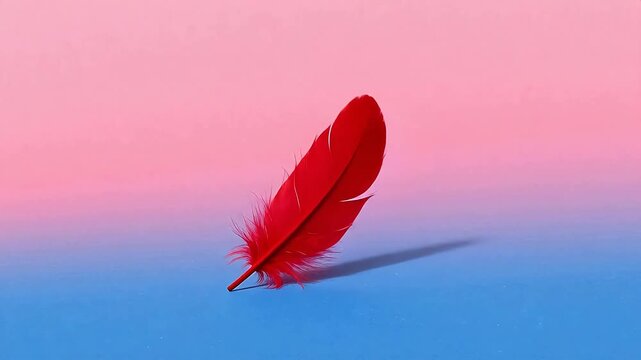 RedFeatheronPink-BlueGradientBackground