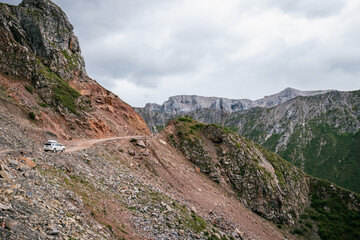 Off road trip on high altitude mountain top