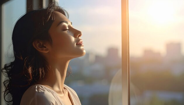 窓のそばに立ち、深く呼吸をする人物を横から捉えた映像。
目元は映らず、柔らかな自然光が身体を包み込む。
背景はシンプルで、静けさと余白を感じさせる構図。