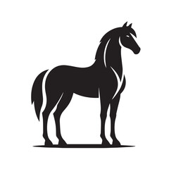 Obraz premium Black and white vector silhouette of a horse