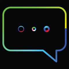 Vibrant rainbow speech bubble with playful eyes emoticon.