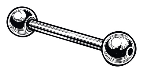 Stylish monochrome graphic of a barbell piercing, perfect for body jewelry stores, tattoo parlors, or anyone expressing alternative fashion and personal style.