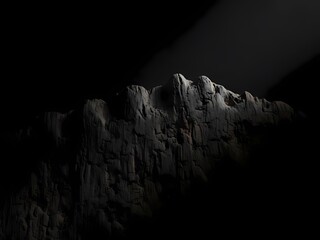 岩山のモノクローム、ドラマチックな光の描写