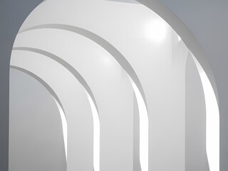 白いアーチが連なる、ミニマルな空間デザイン