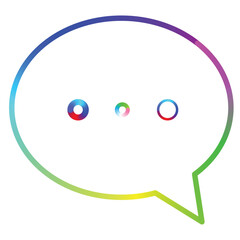 Vibrant rainbow speech bubble with playful eyes emoticon.