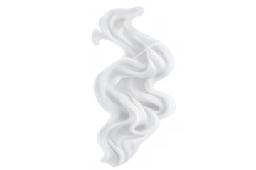White flowing smoke or steam vapor abstract swirl, creating a hazy fog or cloud element on transparent background