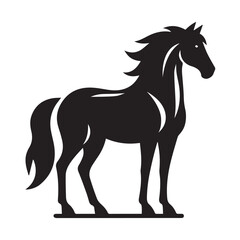 Obraz premium Black and white vector silhouette of a horse