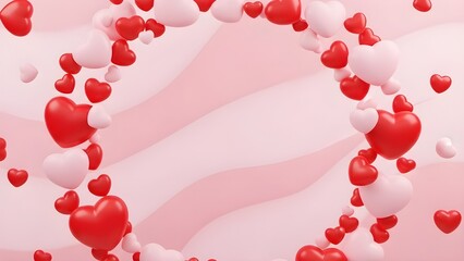 Romantic 3D heart frame on soft pink background
