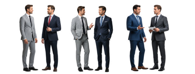 Diverse of business men talking together isolated on white