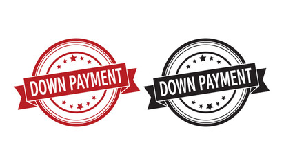 Obraz premium Down payment stamp seals in red and black on white background
