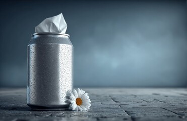 On a pristine background, two white sanitizing‑wipe containers are shown. One container shows a paper towel drawn from its top opening, prepared for use, and the other is sealed. These wipes maintain