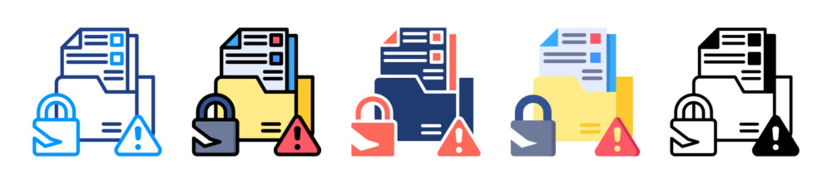 Data Breach Icon Sheet Multiple Style Collection 