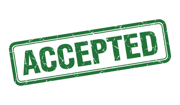 Green accepted stamp on white background approval confirmation