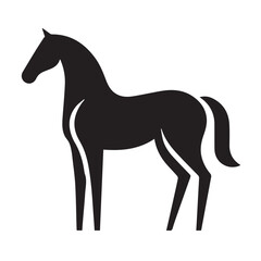Obraz premium Black and white vector silhouette of a horse